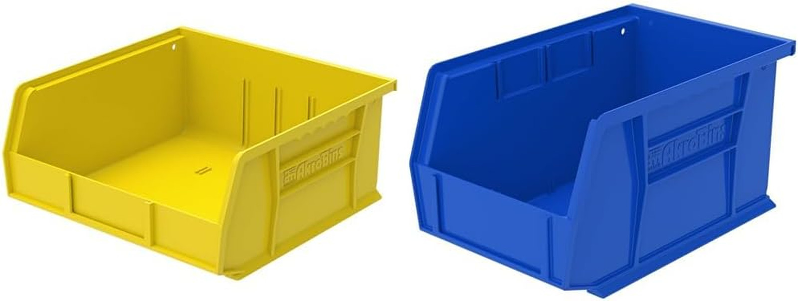 Storage Bins Set: 6 Yellow & 12 Blue Plastic Organizers