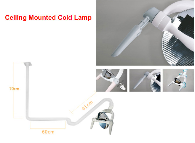 10W Ceiling Mounted Oral Light Dental Operating Lamp 6 LED Lens Light With Arm