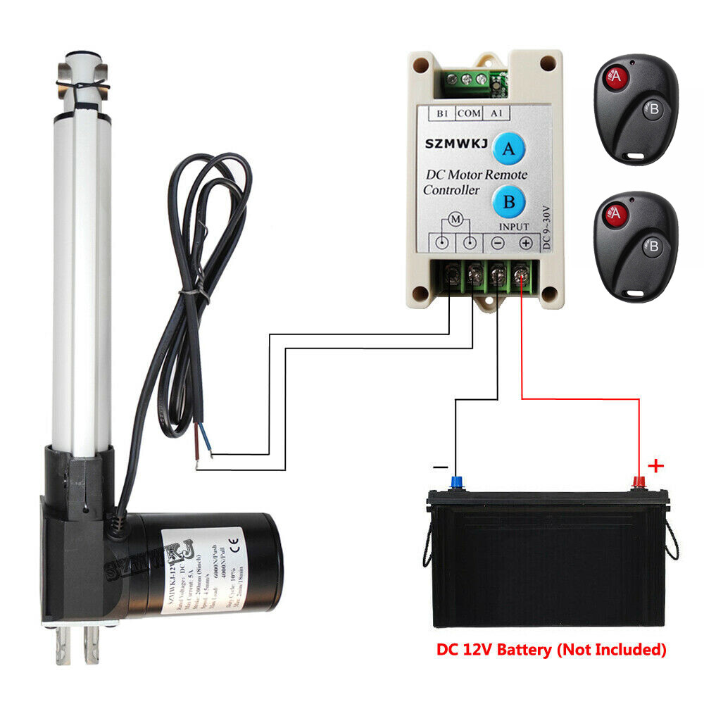 12V Linear Actuator 6000N 100mm-450mm Electric Wireless Motor Control W/ Bracket