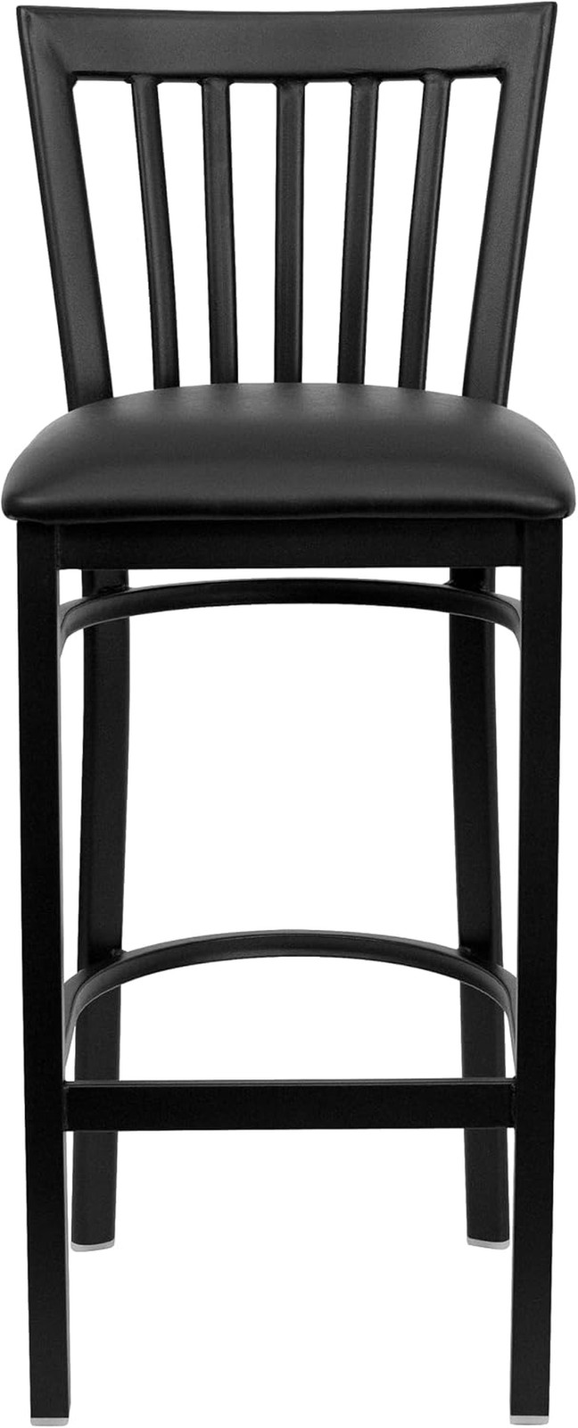 Hercules Black Metal Barstool with Vinyl Upholstery for Commercial Use