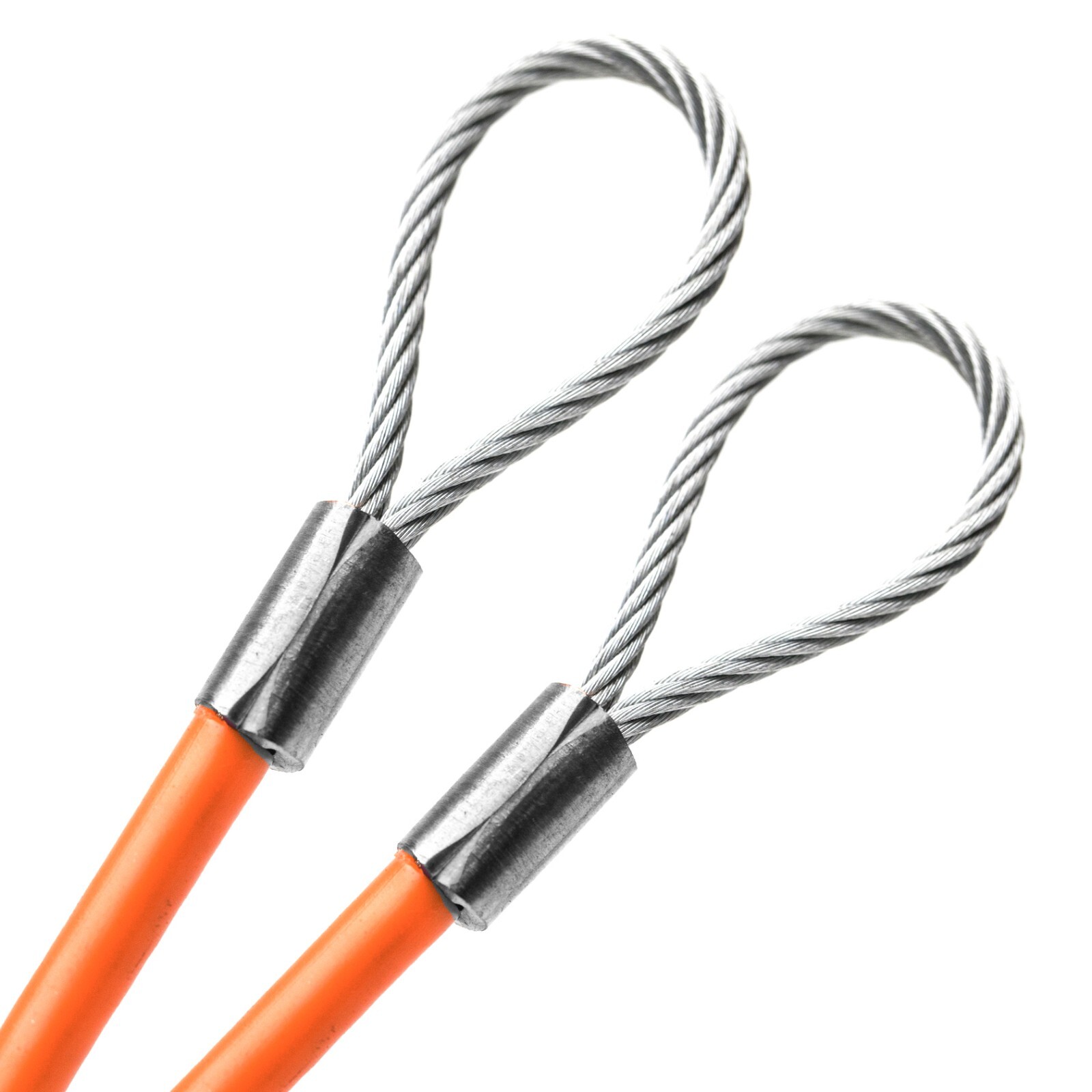 1ft – 75ft Vinyl Coated Metal Cable with Double Loop End (Purple, Brown, Orange)