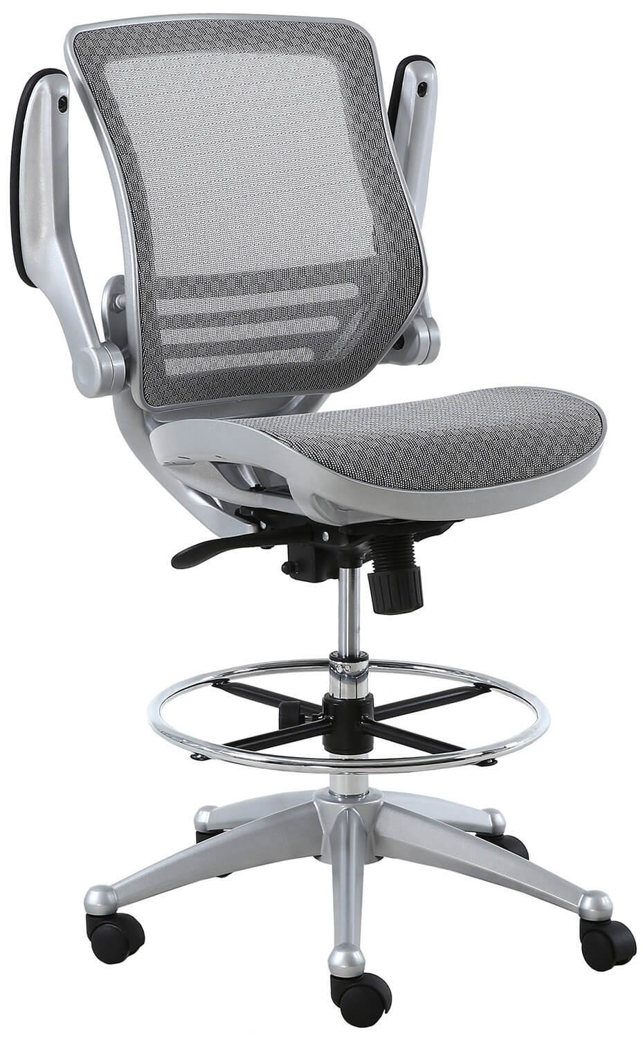 Harwick Evolve All Mesh Heavy Duty Drafting Chair – Platinum Finish [2250D-GY]