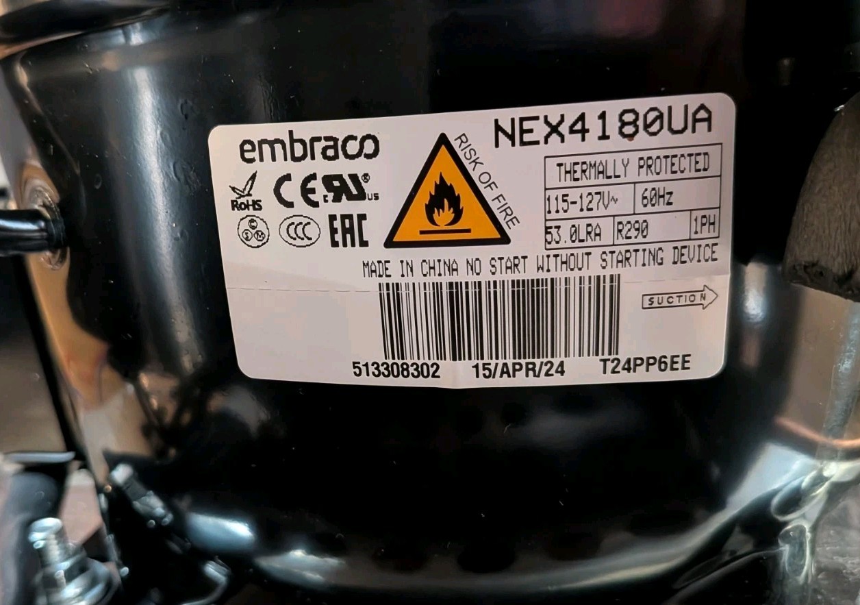 Embraco NEX4180UA Compressor 115-127V 60Hz R290 | Used Excellent Condition.