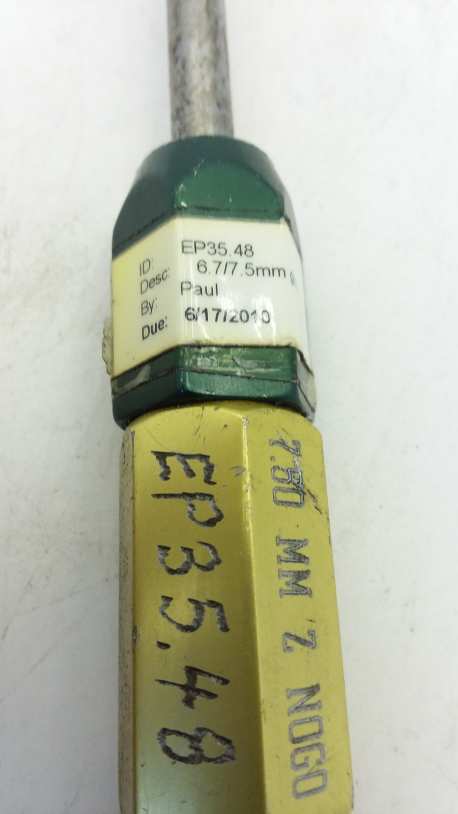 WESTPORT EP35.48 THRENDED PLUG GAGE GO 6.70MM Z 7.60MM Z NOGO