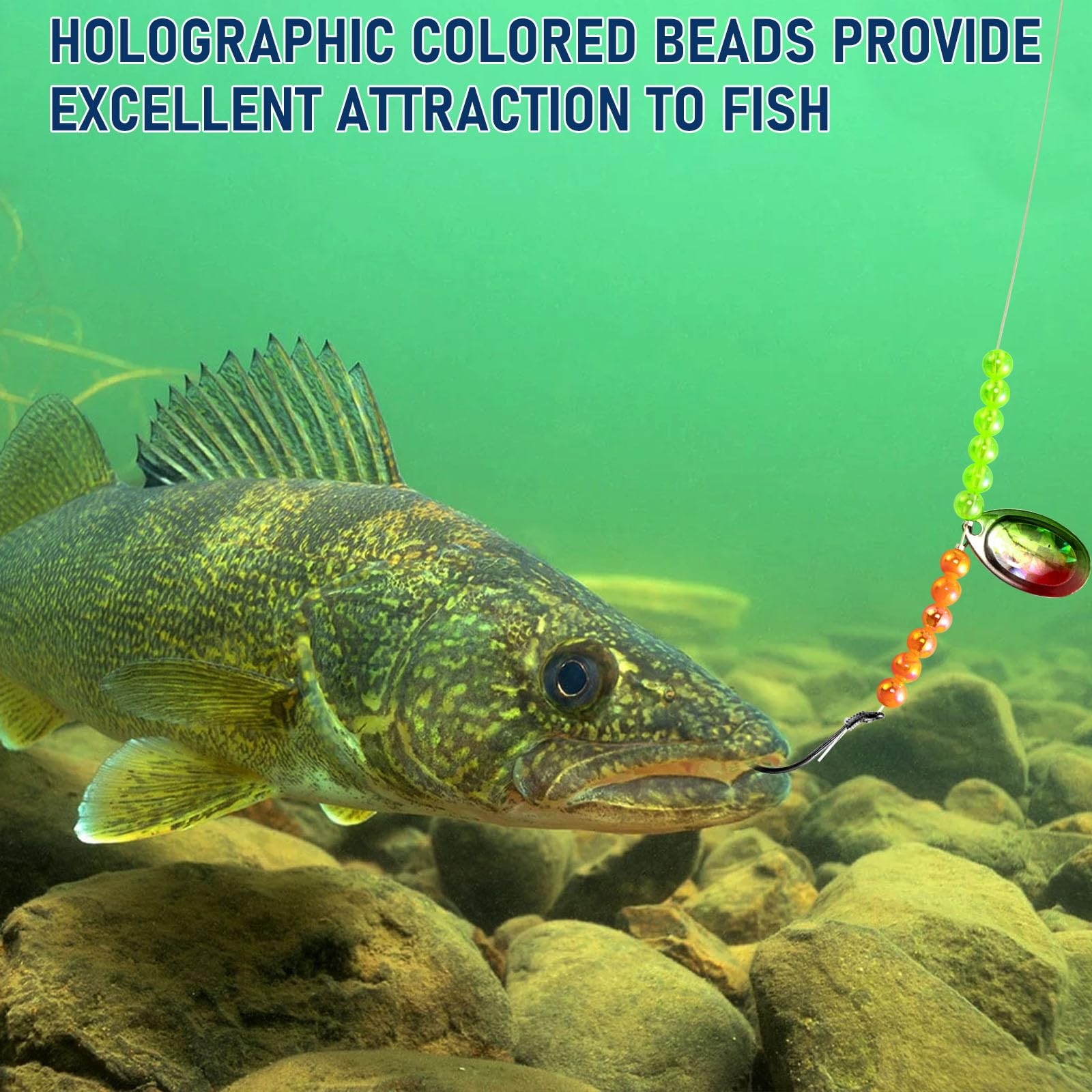 100-Pack Fishing Beads Holographic Beads for Fishing Rigs Lures Salmon Trout …