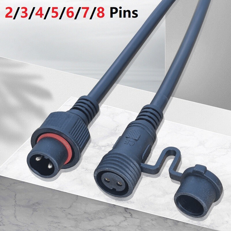 IP68 Waterproof Electrical Cable Connector Socket 2-8 Pins With Dust Cover Type