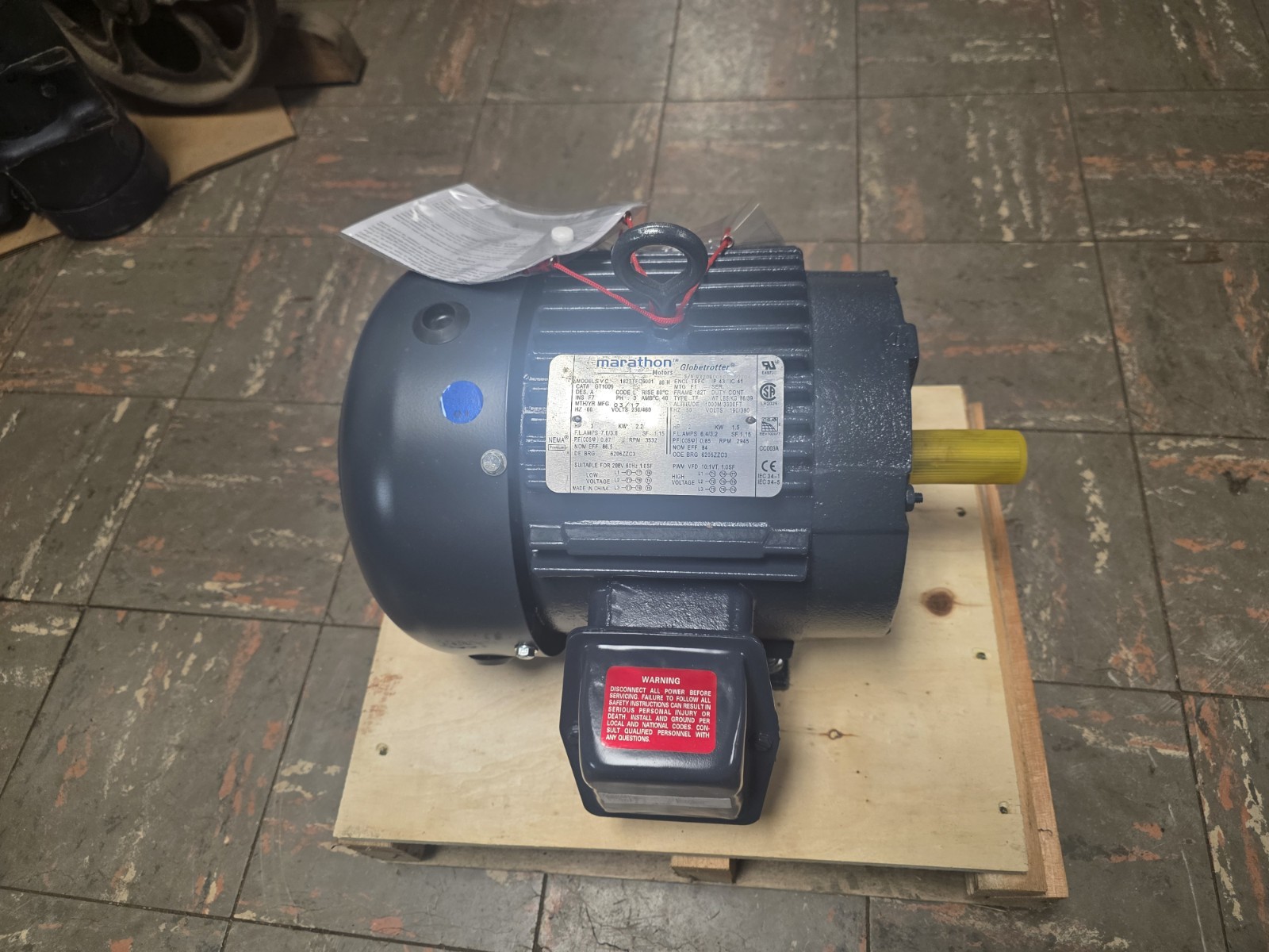 Marathon Cat. GT1009 Electric Motor 3hp 3ph 3532 RPM 182T Fr. Inverter Duty