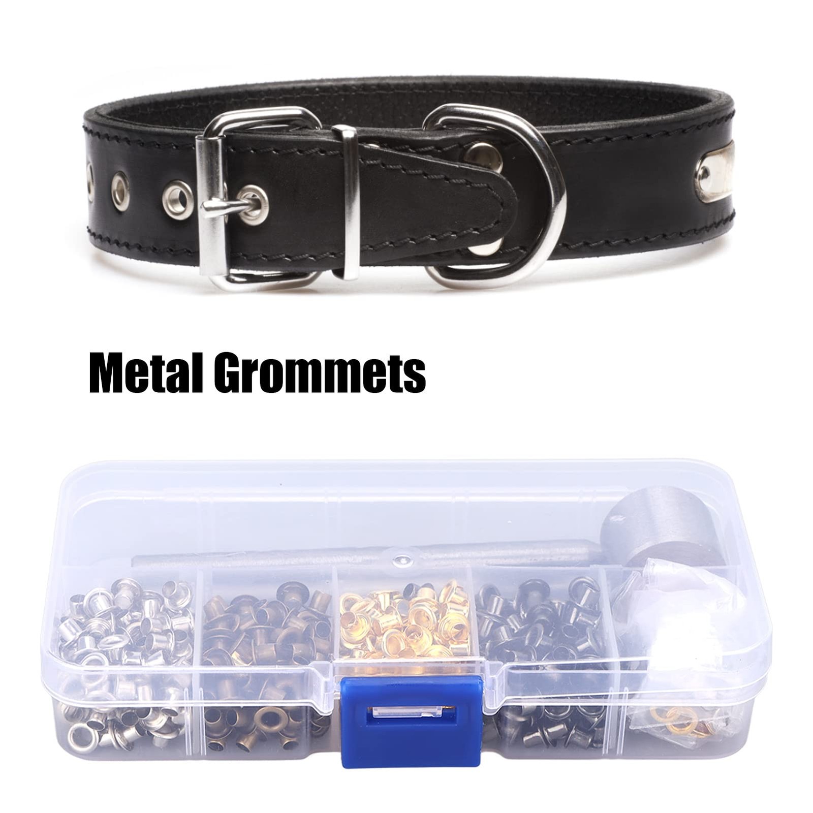 400 PCS 3mm Grommet Kit Plated Copper Metal Eyelets 3 Hand Tools Storage Box