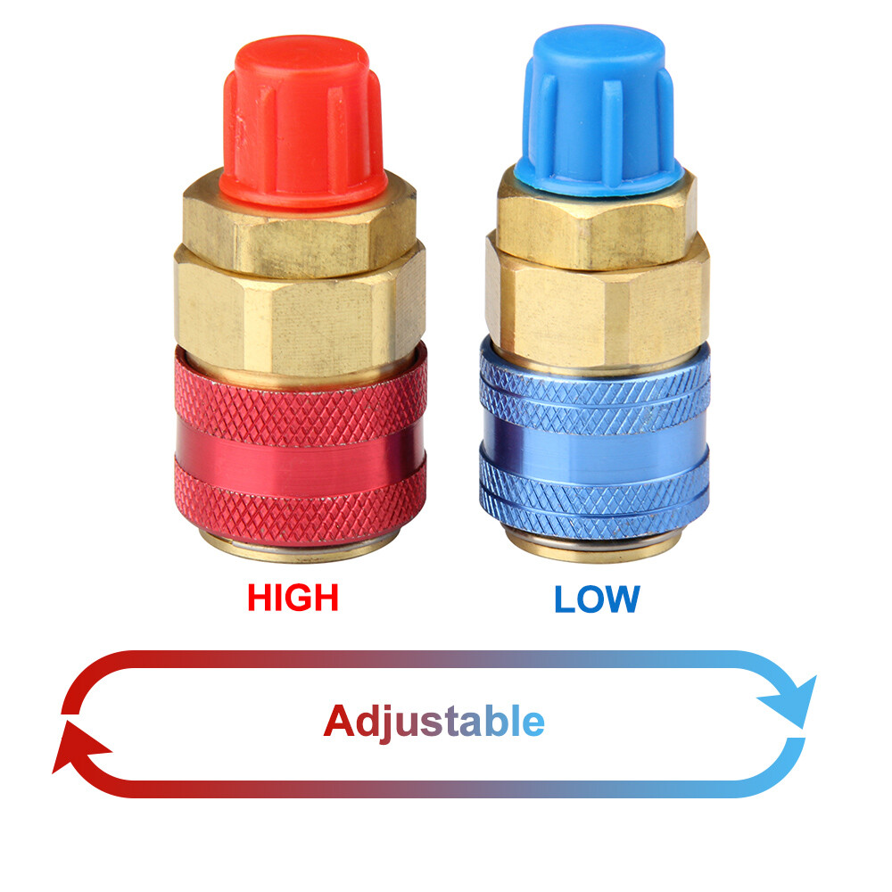 High Low Kit AC Quick Coupler Adapter for Freon Manifold Gauge Hose Conversion