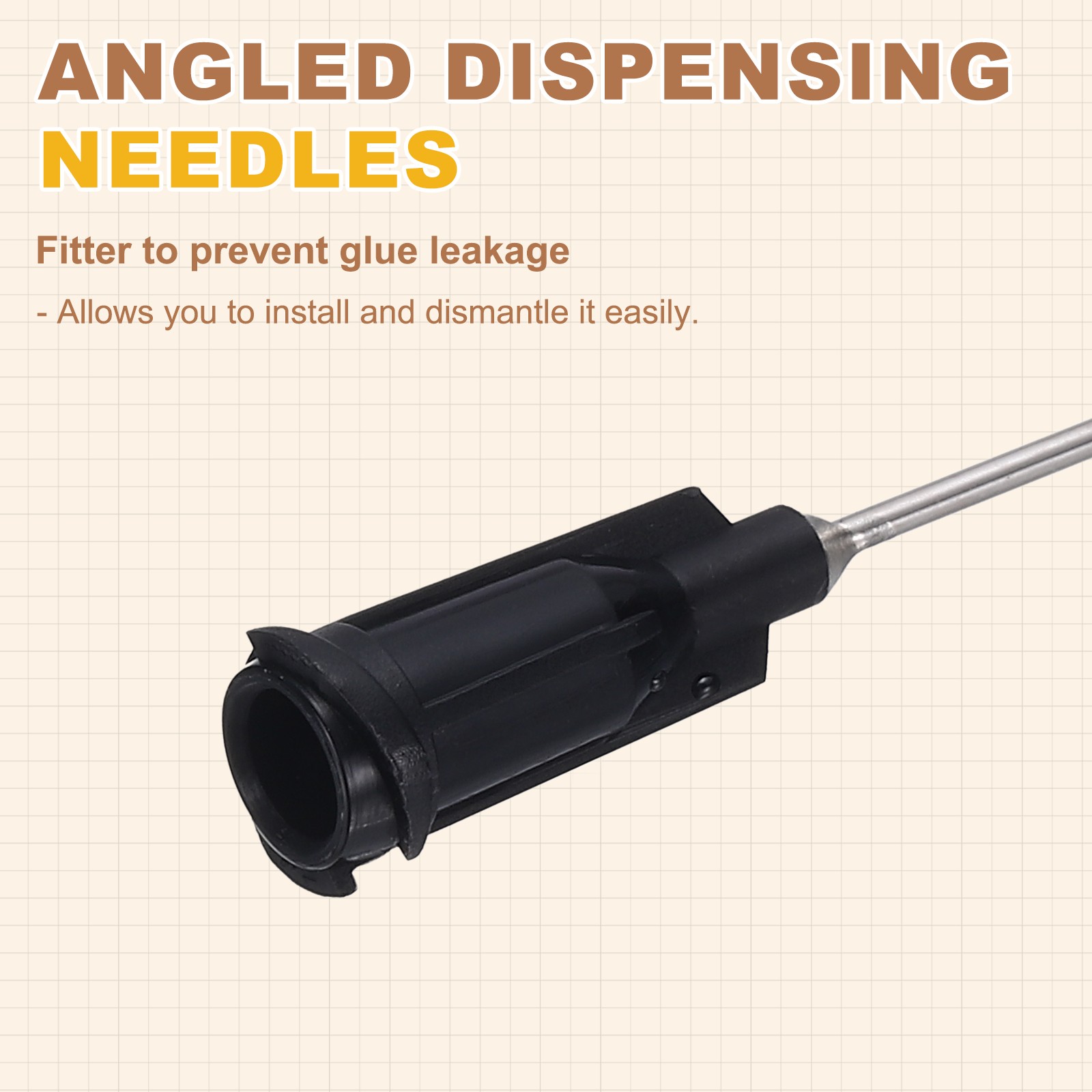 66Pcs 1Inch 19Ga 45° Angled Dispensing Needles, Black