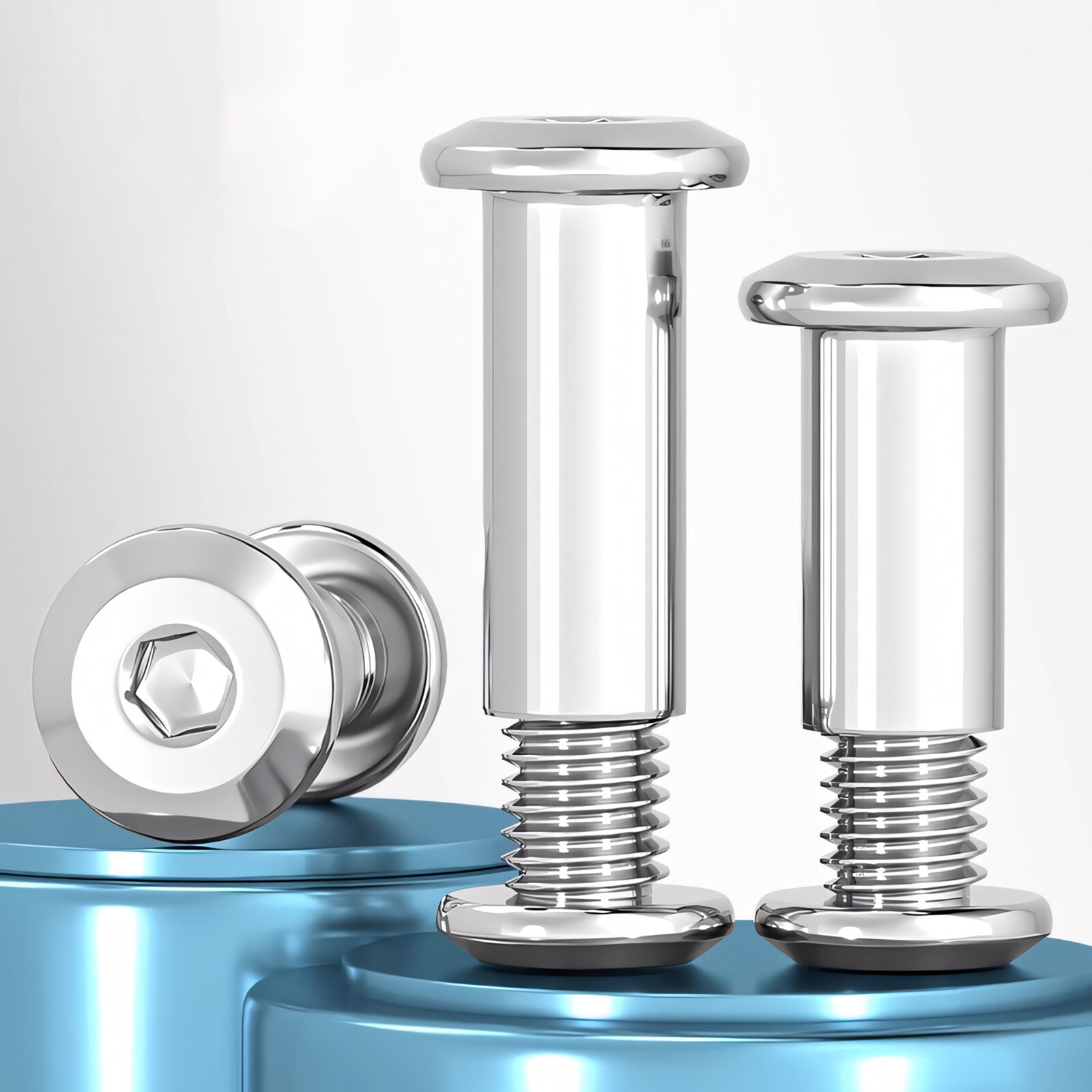 FURNITURE CONNECTOR BOLTS & CAP NUTS, FLAT HEAD ALLEN KEY SCREWS STAINLESS STEEL