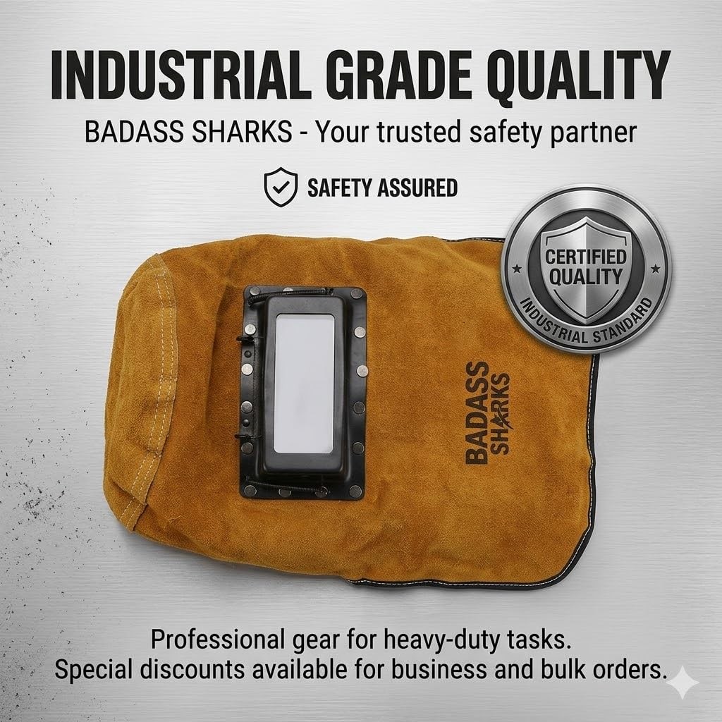 Premium Split Cowhide Leather Welding Hood with Flip-Up Lens – Flame Retardan…