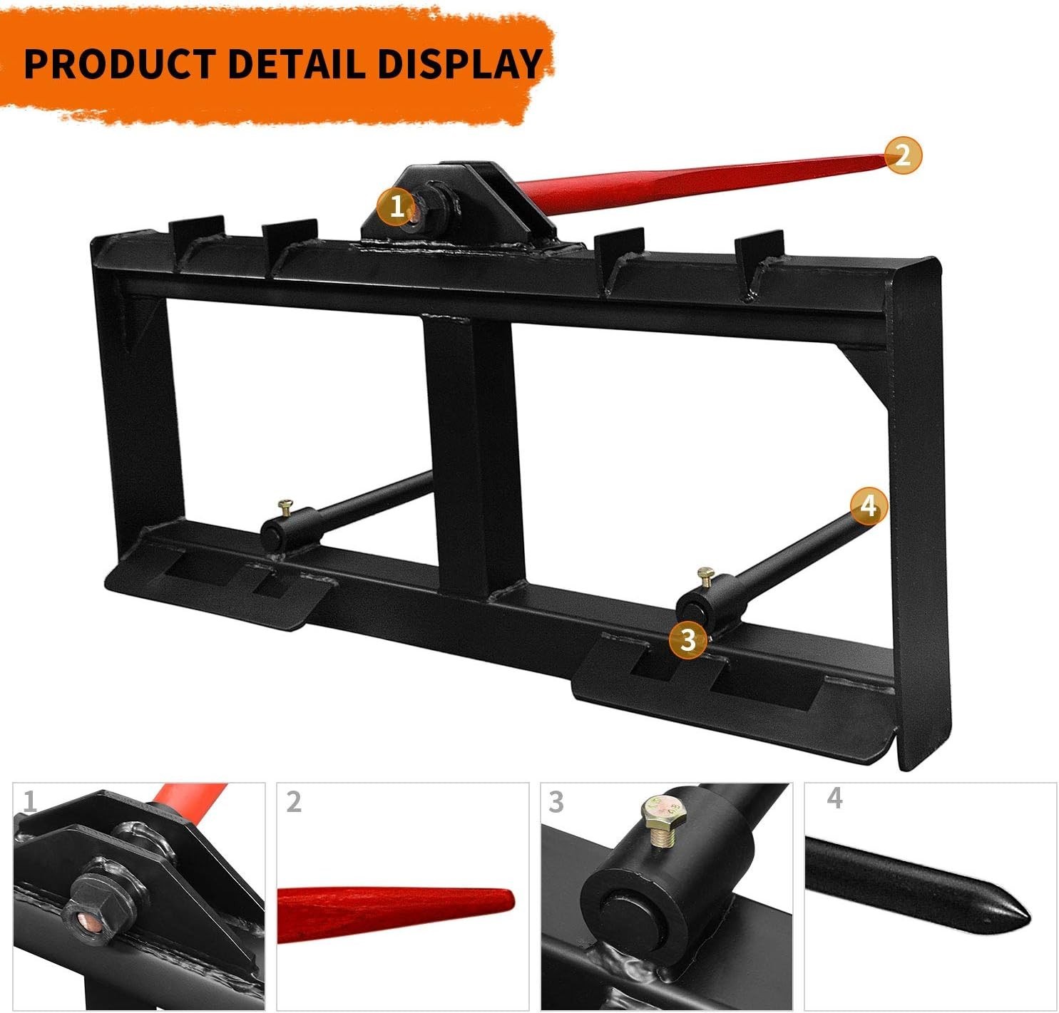 2000lbs Capacity Hay Bale Spear for Bobcat Tractors – Quick Attach & Durable
