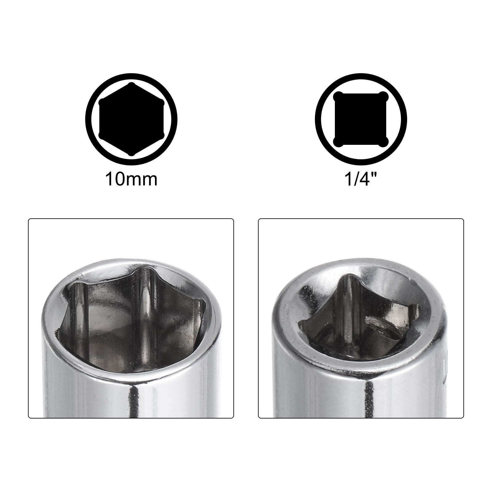8Pcs 10mm 1/4″ Drive Shallow Socket for DIY Repair Automotive 6-Point