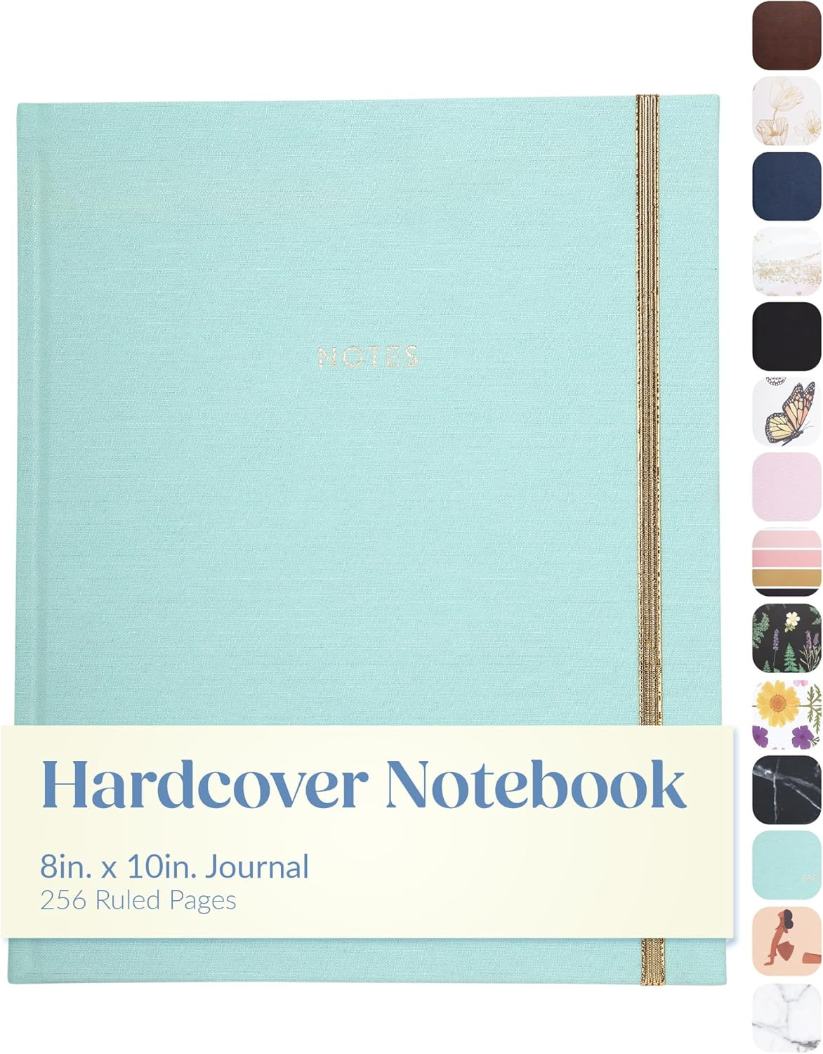 WORLD TRAVELER Large Lined Journal Notebook 256 Ruled White & Ivory Pages | Lay-