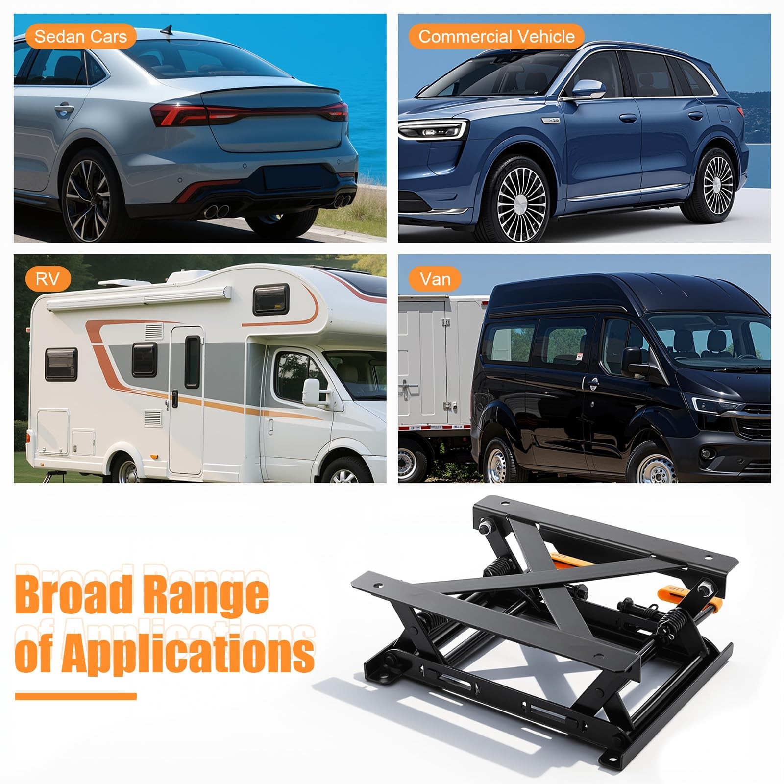 Car Seat Lifter Riser Adjustable 2.76-5.12in Steel for RVs Trucks Black
