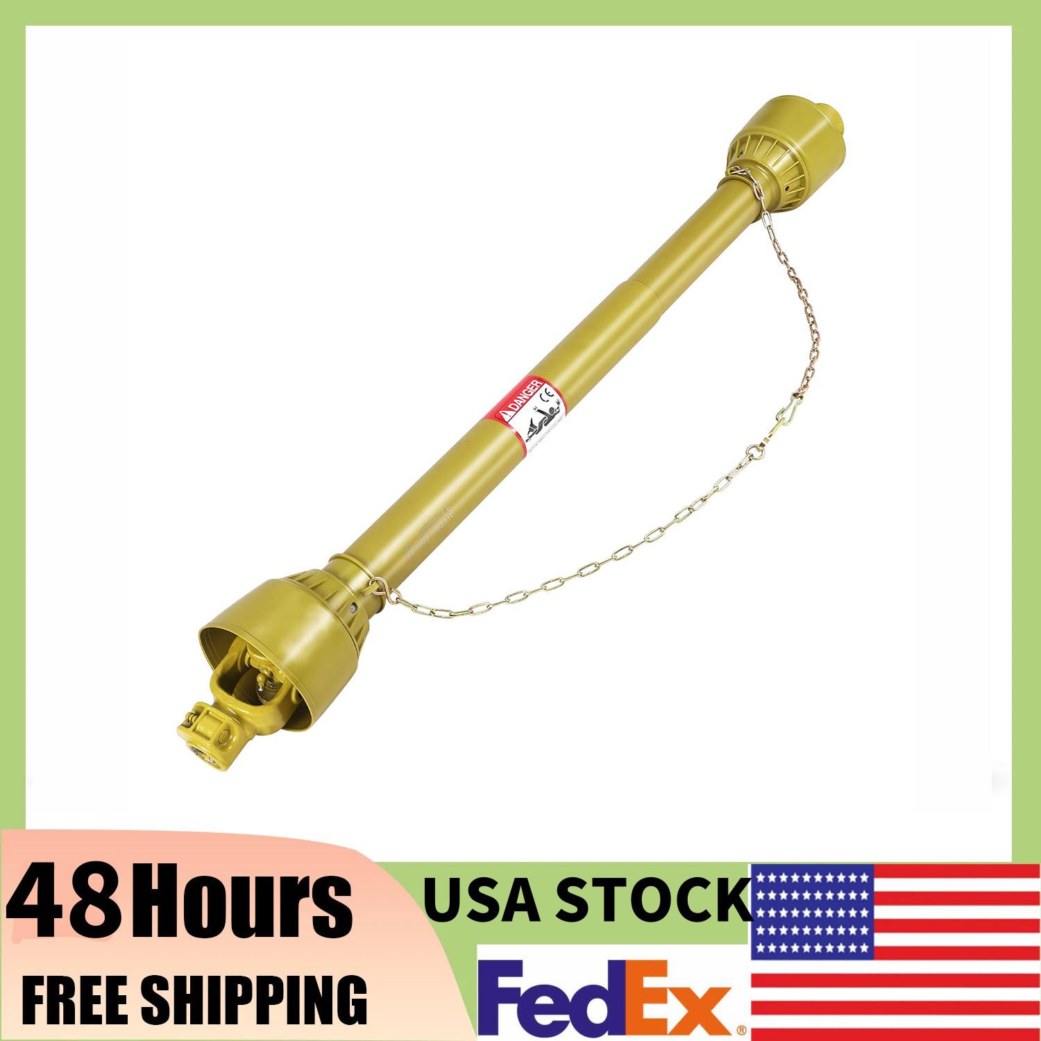 Heavy Duty Steel 43-61 IN Tractor PTO Shaft,1-3/8″ x6 Spline & Round End 540 RPM
