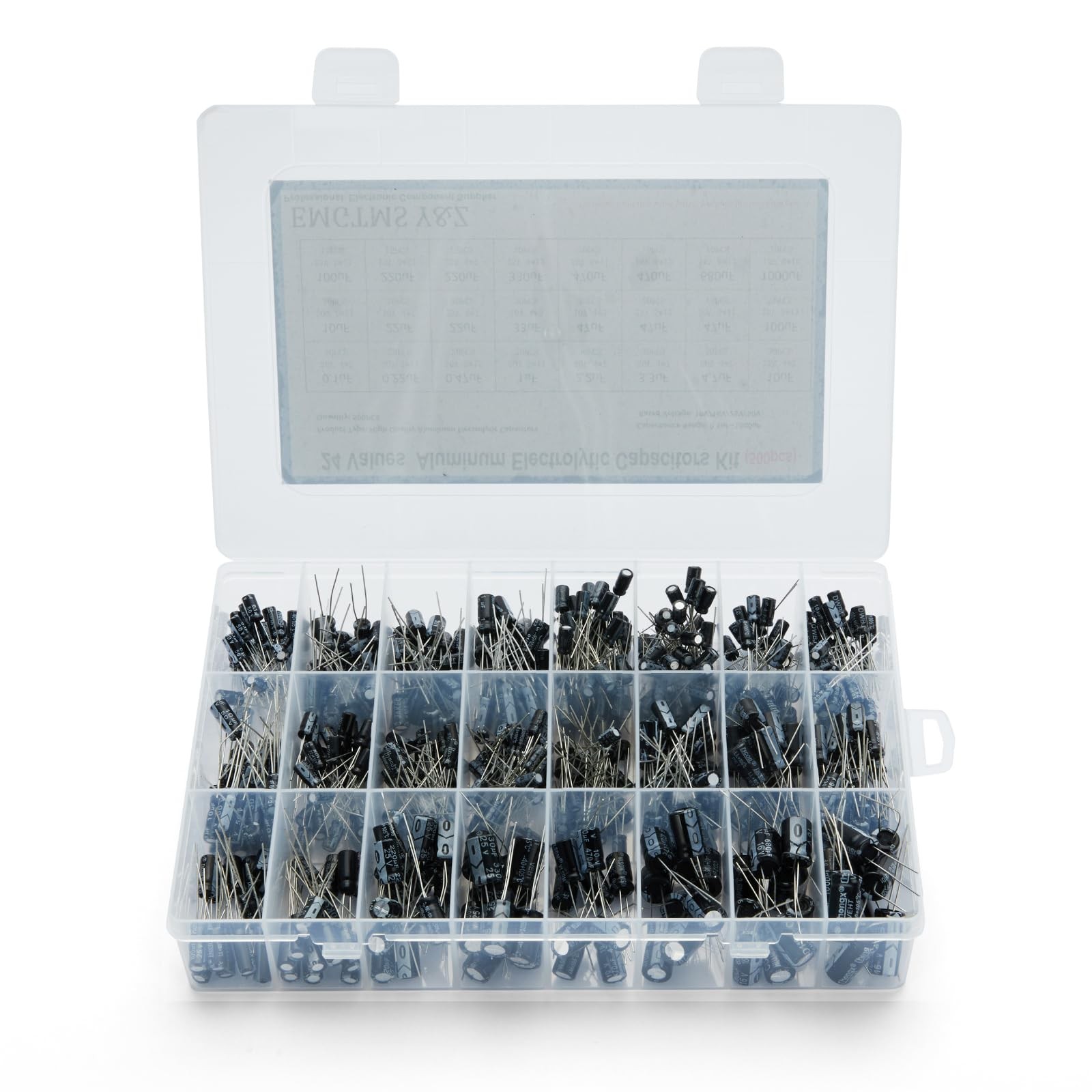 Electrolytic Capacitor Assortment Kit 500pcs 24 Values 0.1uF-1000uF 10V-50V