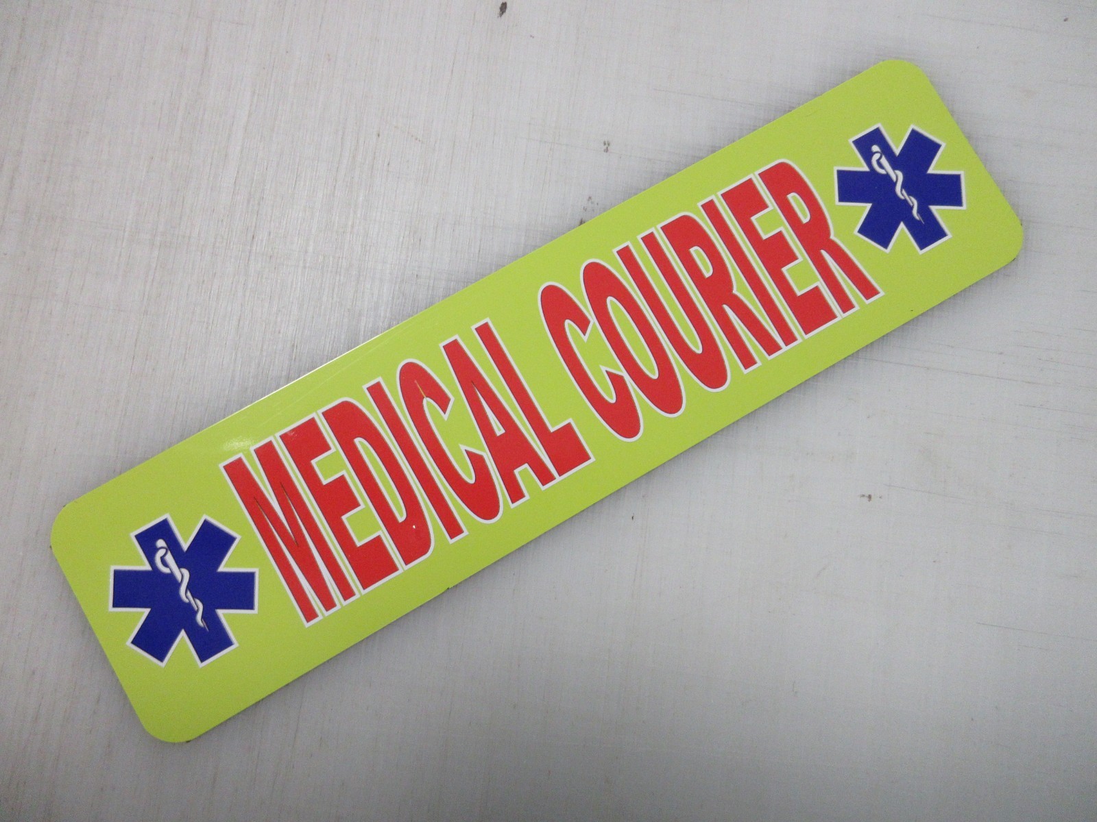 Medical Courier Yellow & Red Blue Vehicle Magnetic Sign 3″x12″ Car Truck Van SUV