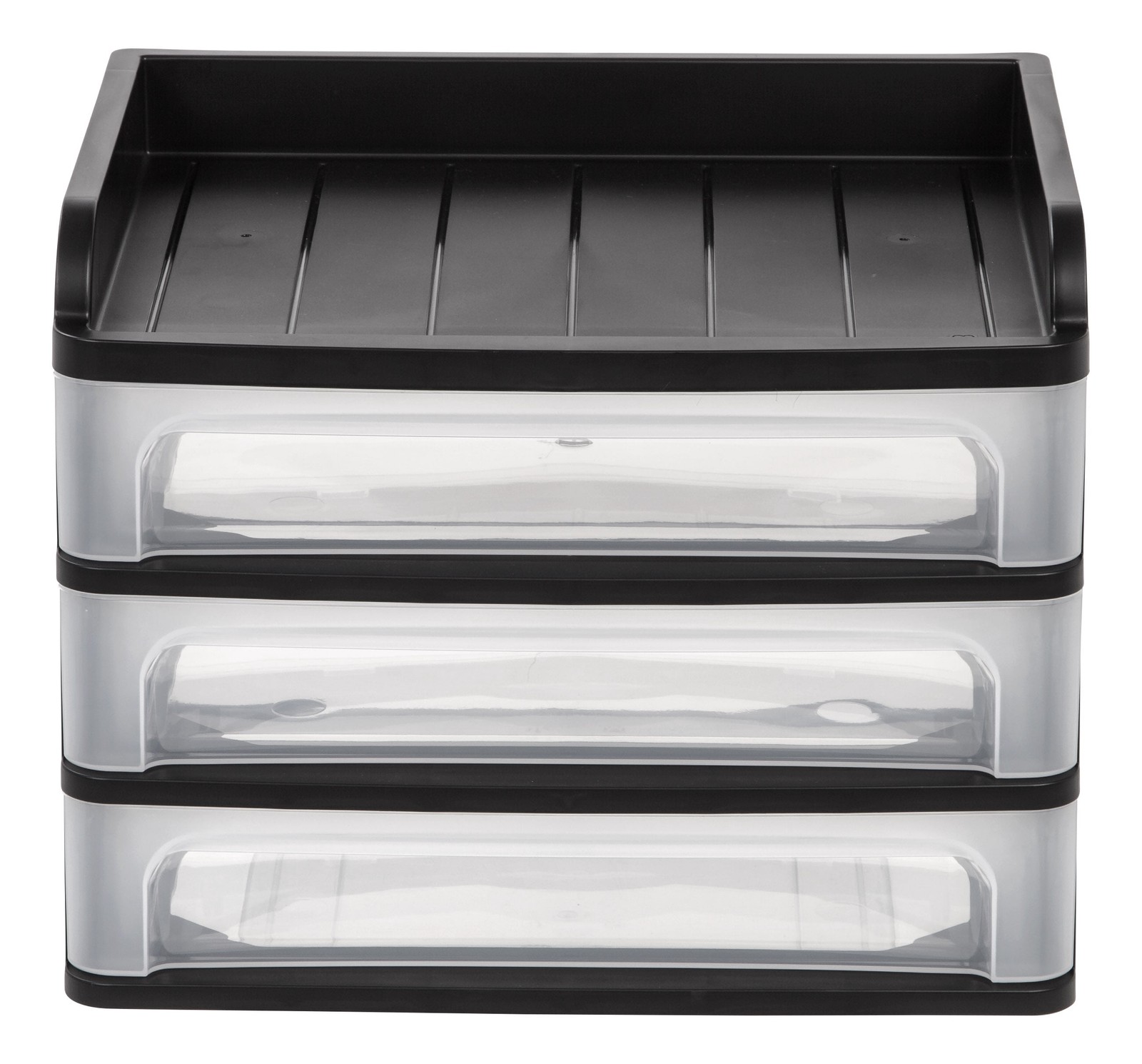 Medium 3-Drawer Desktop Organizer with Open Tray Top, 1 Pack, Plastic Drawer