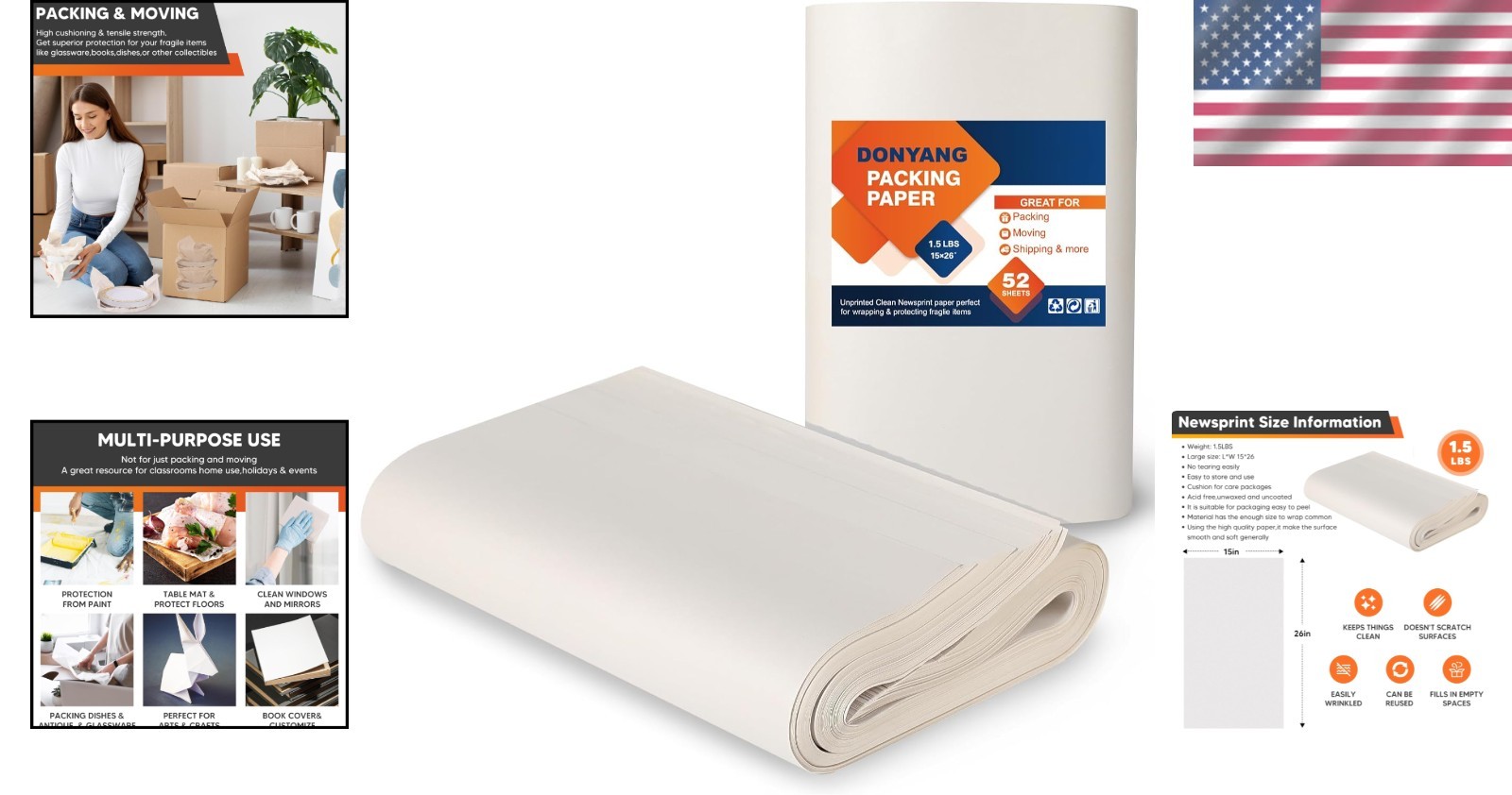 Lightweight 26×15 Newsprint Packing Paper – Perfect for Fragile Item Protection