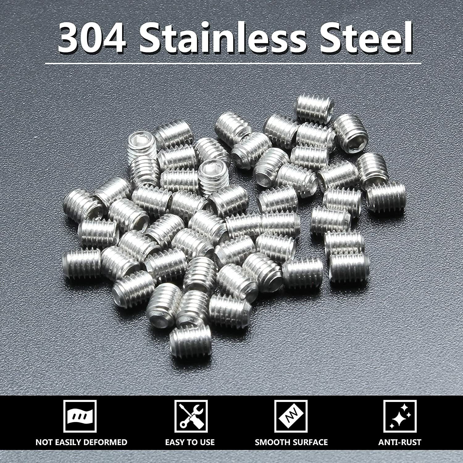 M4 M5 M6 M8 Stainless Steel Grub Screws Allen Socket Set Screws Cup Point DIN916