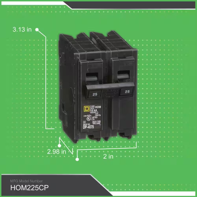Square D Homeline 25 Amp 2-Pole Circuit Breaker