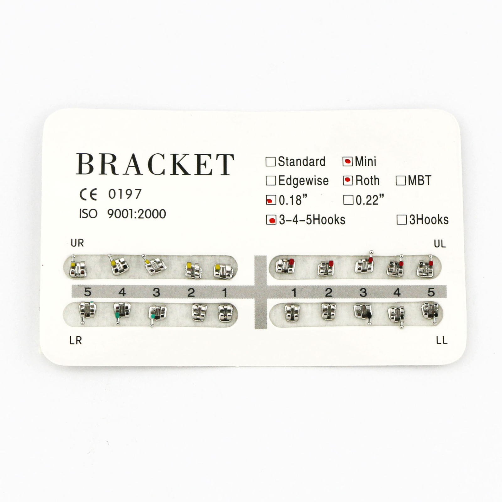 Dental Orthodontic Standard Mini Roth MBT Metal Bracket 018 022 Slot 345 Hooks