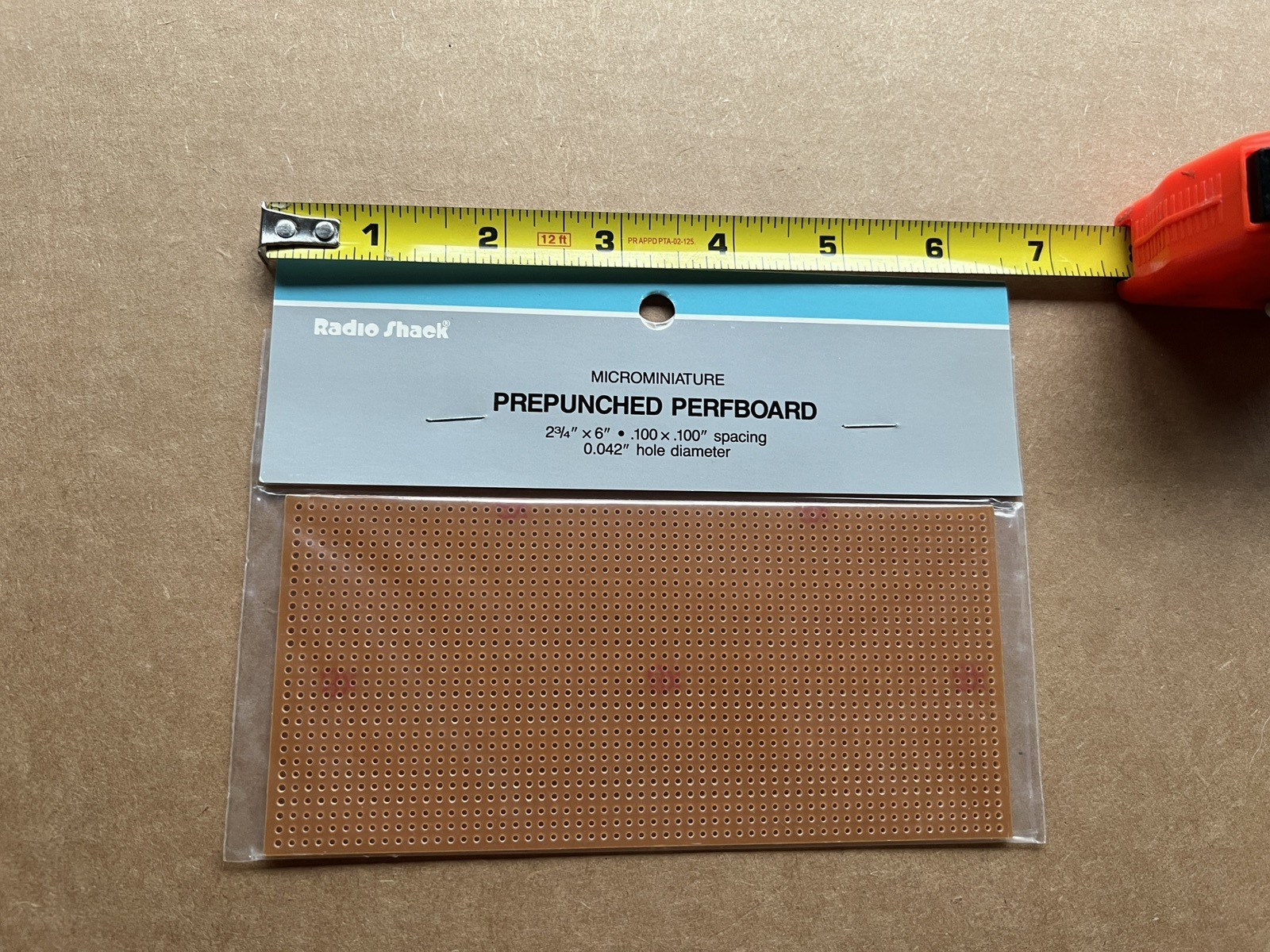 Radio Shack Microminiature 2 3/4 x 6″ Pre-Punched Perfboard – 276-1395