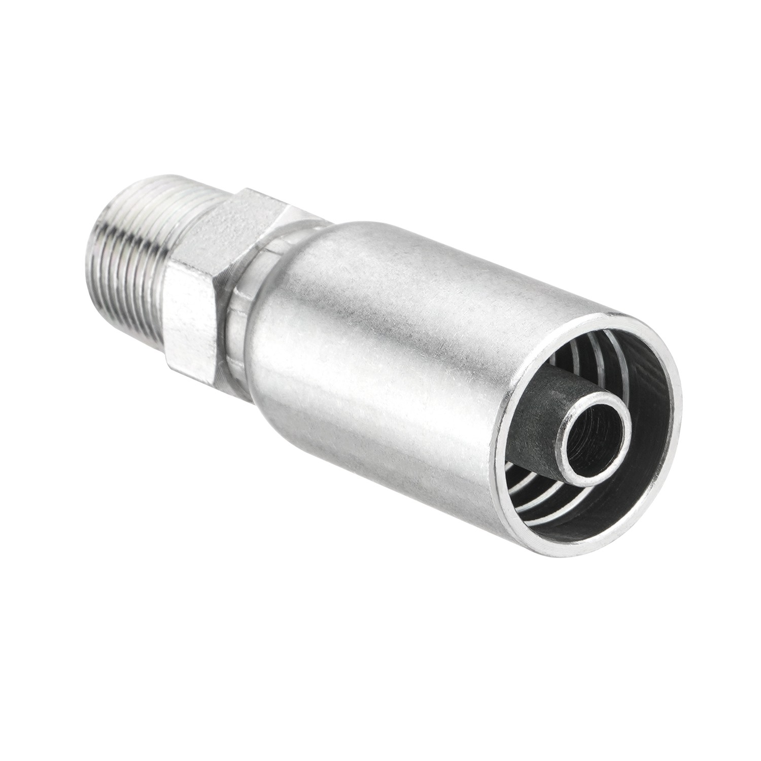 12 x 3/8″ I.D. Hose x 3/8″ NPTF Male W/ Cover Hydraulic Hose End Crimp Fittings