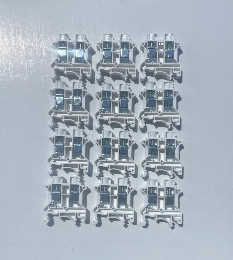 DIN Rail Terminal Blocks 12 Quantity DK10N-WE Dinkle 6-20AWG Gauge 60A 600V UL