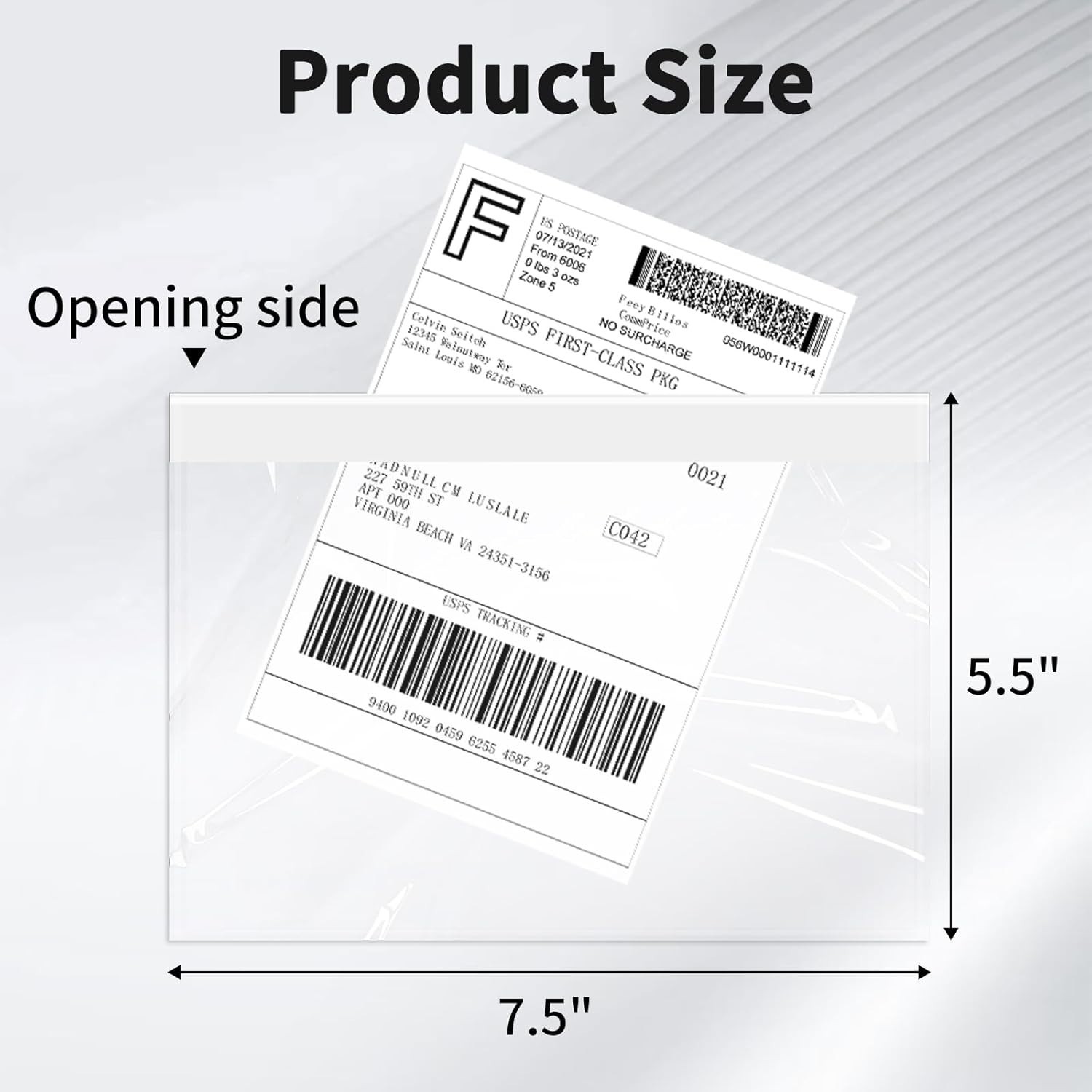 7.5×5.5 inch Clear Adhesive Shipping Labels Pouches 200 Pack for Business