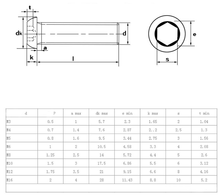 US Stock 50pc M3 x 10mm Alloy Steel Hexagon Socket Button Head Screw ISO7380 Nut