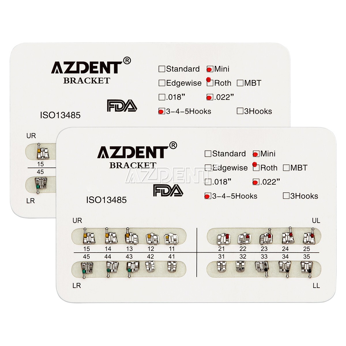 AZDENT Brackets de ortodoncia dental Brackets Mini Roth Slot.022 Hooks 3-4-5