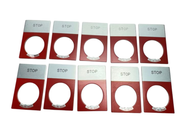 Eaton E22NS34 Red Stop Legend Plate 22.5mm Hole, NS37R **Free Shipping**