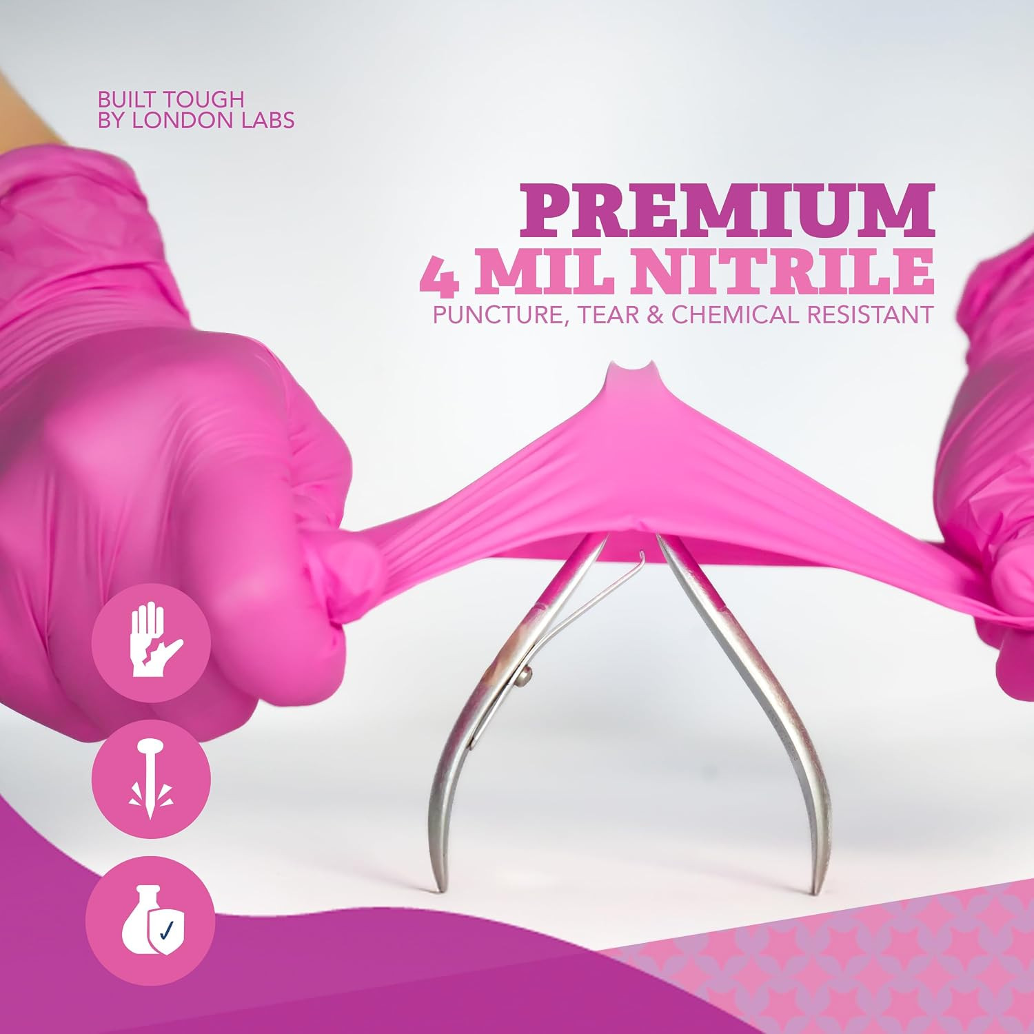 4 Mil – Fuchsia Pink Nitrile Gloves – Disposable Latex Free & Powder Free– Chemi