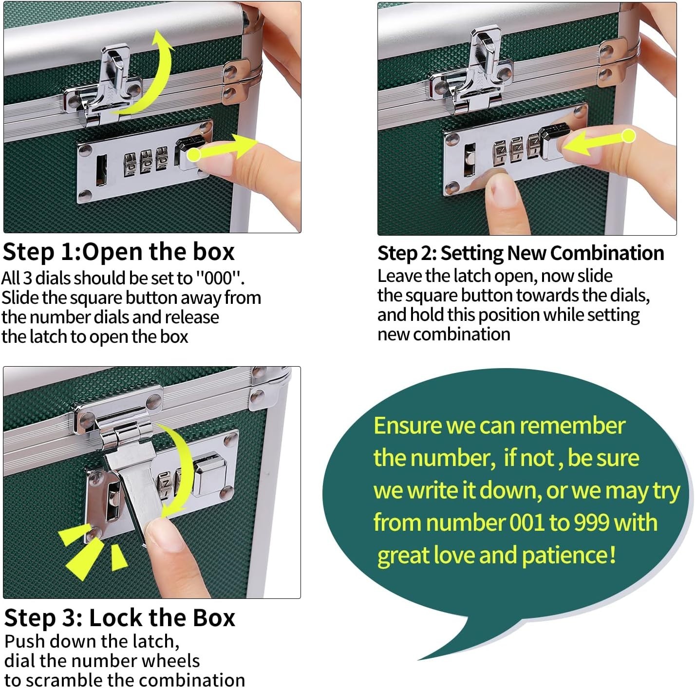 Large Green Medicine Lock Box, Childproof Organizer, Secure Cash Documents, P…