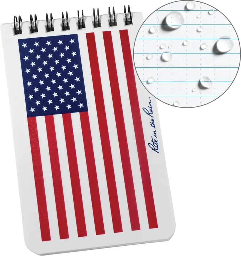 Rite in the Rain Top Spiral Notebook 3″ x 5″ American Flag All Weather