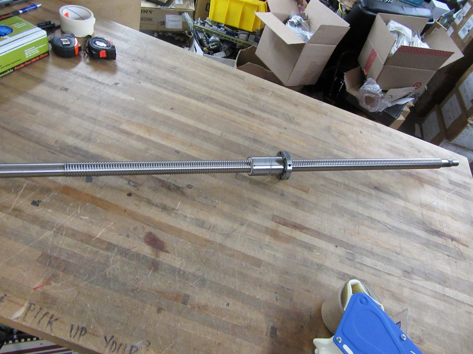 ballscrew linear shaft w/ nut 39″ screw 63″ total appx. 1″ diameter [A-0]