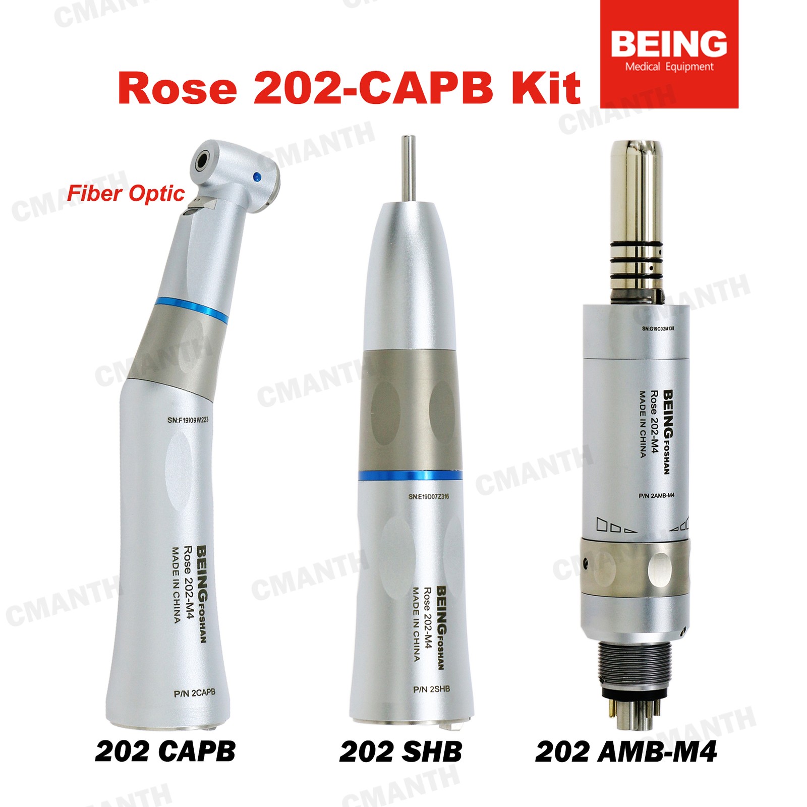 BEING Dental Low Speed Handpiece Contra Angle1:1 20:1Fiber Optic2/4/6H Air Motor