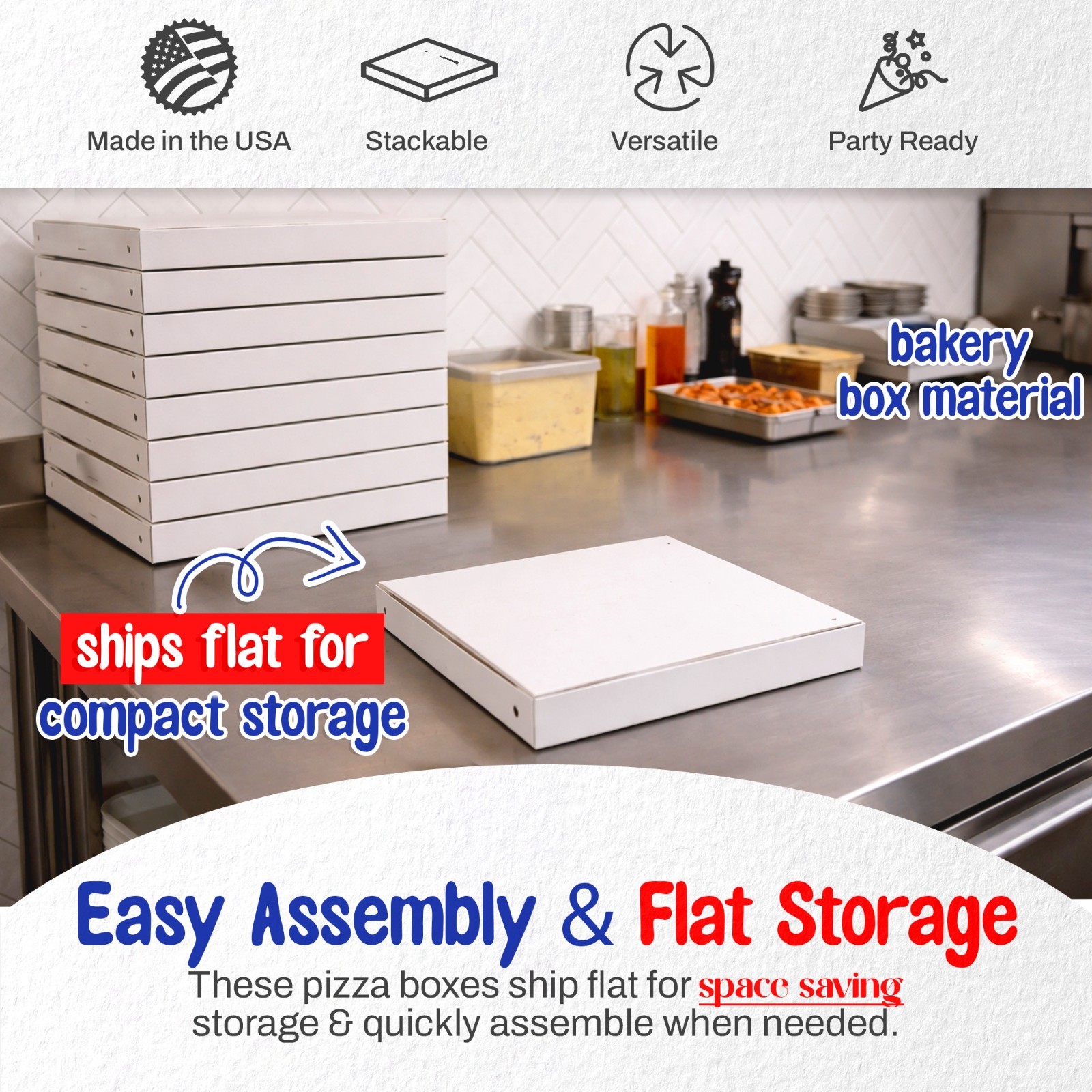 MT Products 16″ x 16″ x 1.9″ Extra Thin White Paperboard Pizza Boxes, Pack of 10