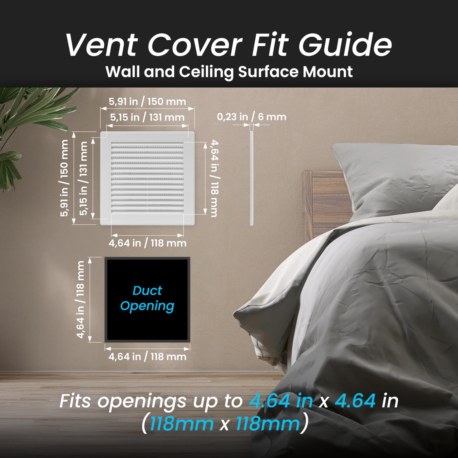 6 x 6 Inch Outer White Square Air Vent Cover Plastic Fresh Air Intake Vent …