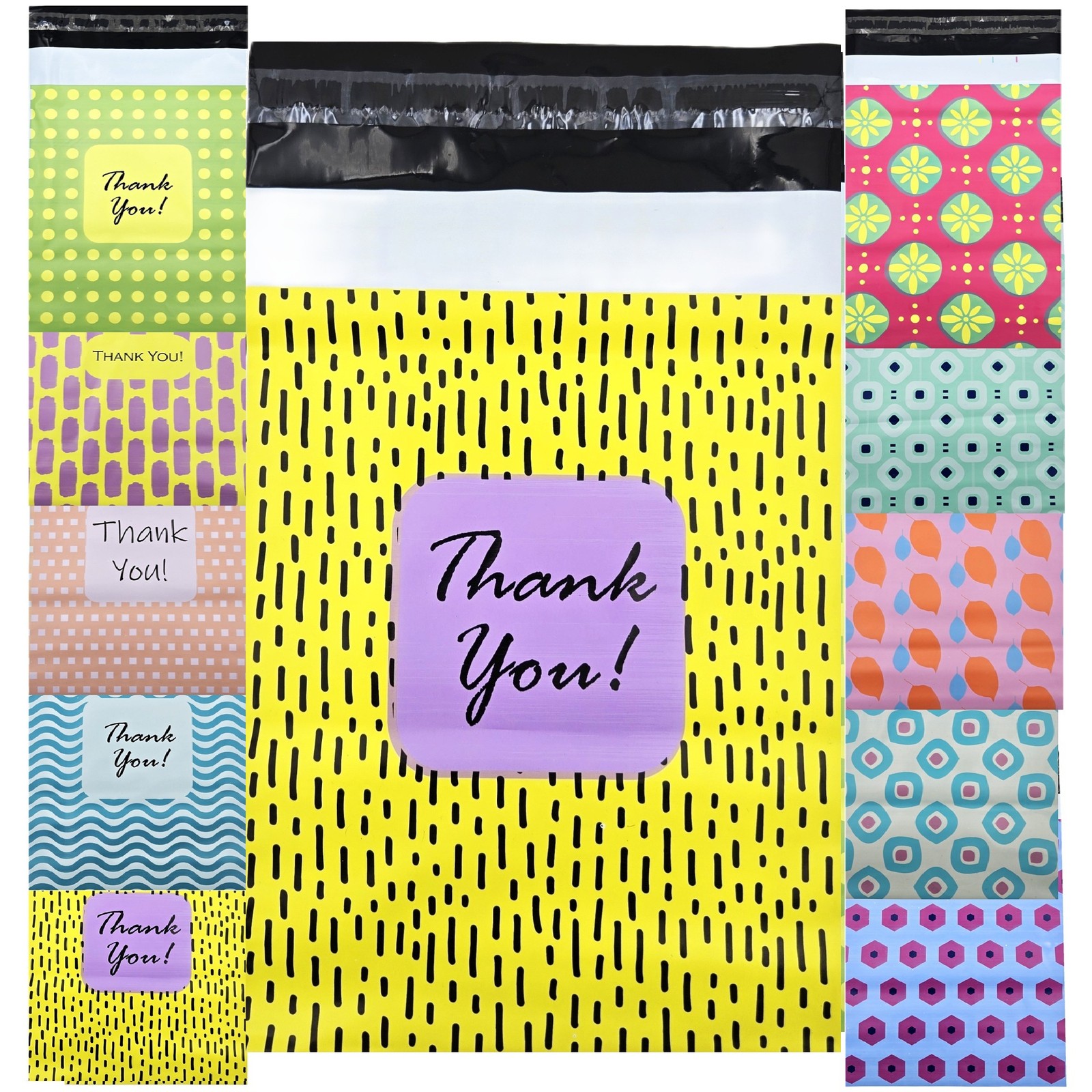 30-1000pcs Poly Mailers Shipping Bags 6×9 8×11 9×12 10×13 12×16 Thank You Yellow