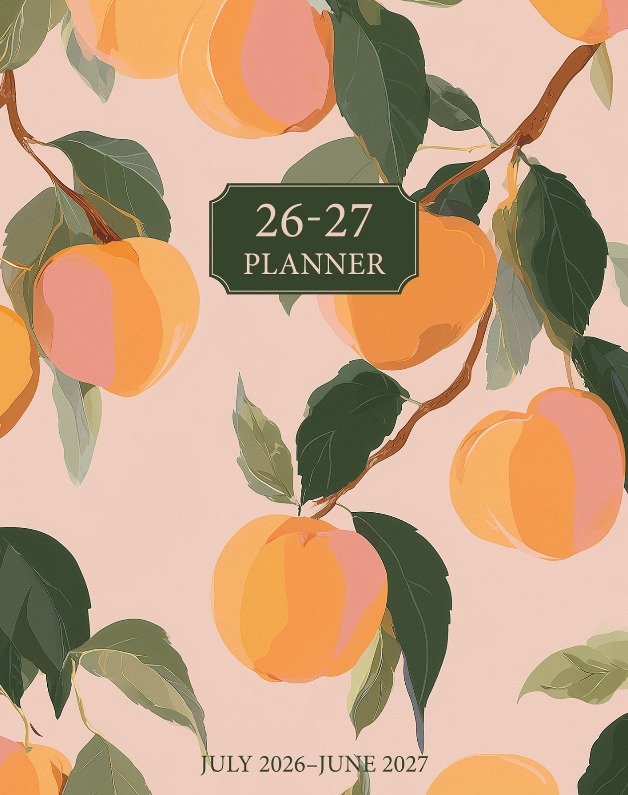 Peach Please AY July 2026 – June 2027 7.5″ x 9.5″ Booklet Monthly Planner