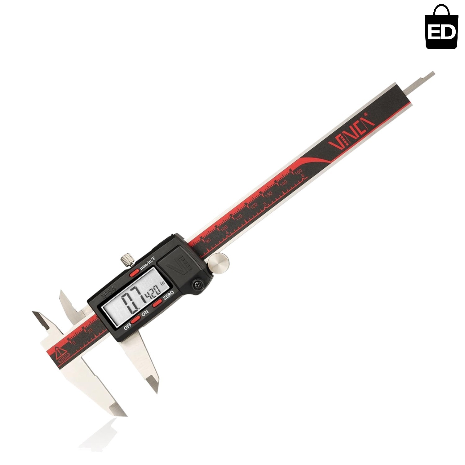 Extra-Large LCD Digital Caliper with Fraction Conversion – Sturdy & Accurate