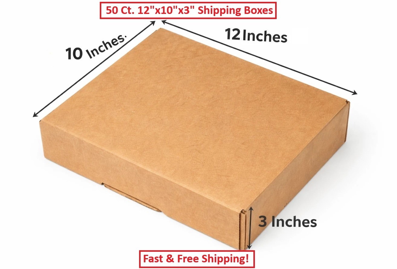 《NEW》50 ct. 12″x10″x 3″ Heavy Duty Brown Corrugated Security Mailer Shipping Box