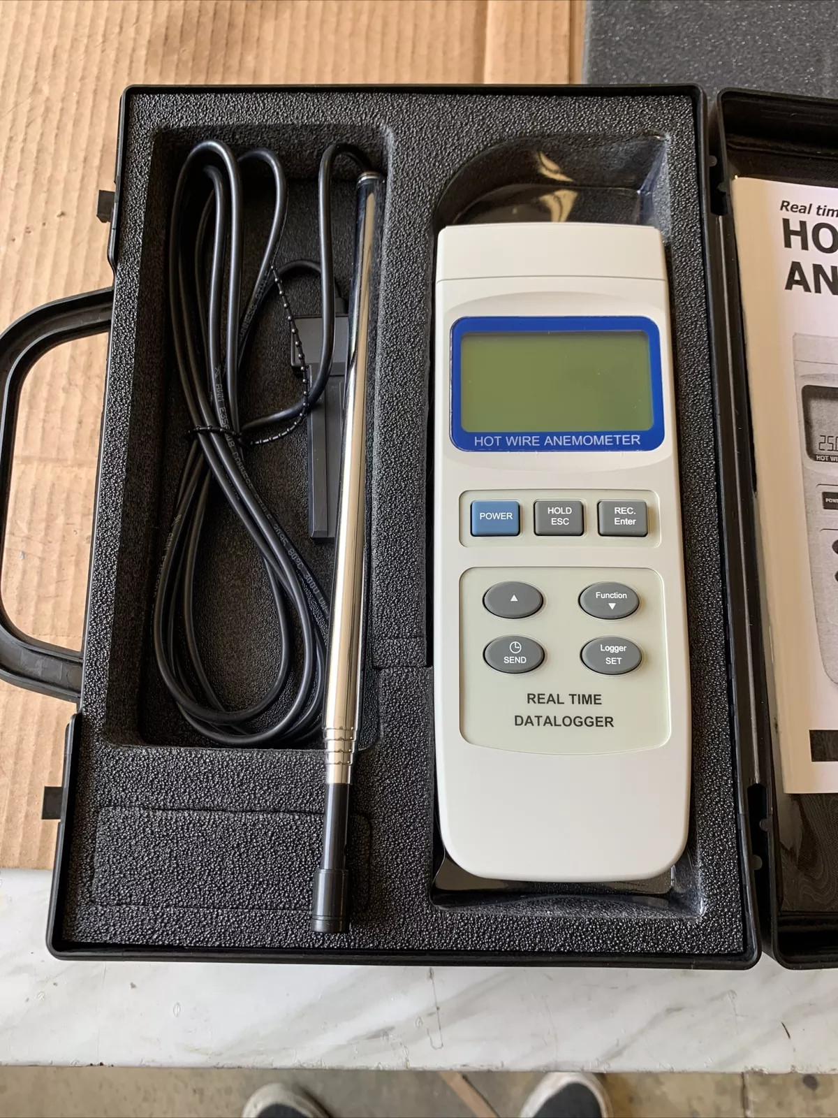 Datalogging Hot Wire Air-Flow Volume Anemometer with Type K/J Thermocouple Port