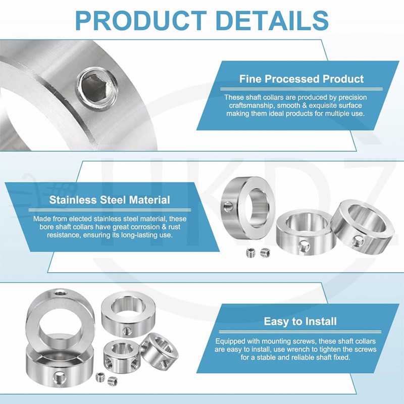 Stainless Steel Shaft Collar Solid Steel Metric Clamp Collars ID 5mm To 50mm