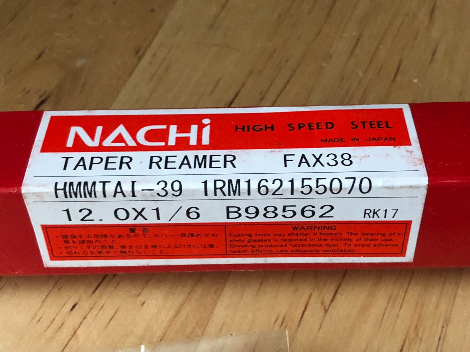 Nachi (Japan) 1RM162155070 FAX38 HSS Taper Reamer 12.0 x 1/6 B98562 HMMTAI-39