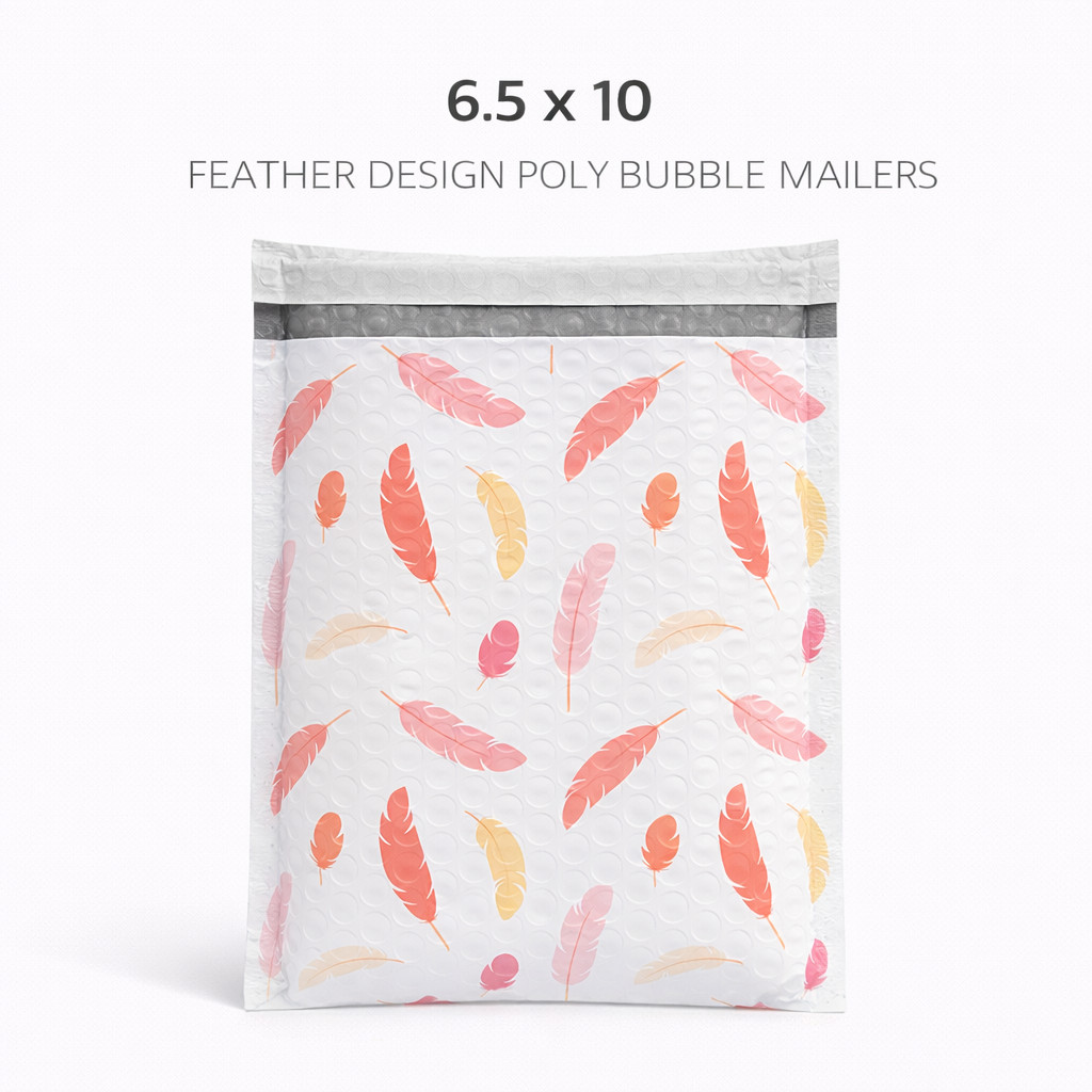 SmileMail Feathers Poly Bubble Mailers 6.5×10 Padded Self Seal Envelopes 25-500